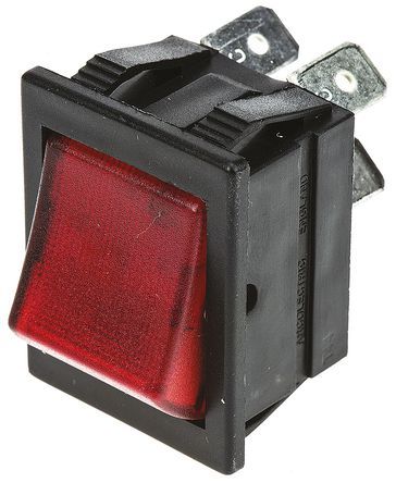 C1353ALNAE, Arcolectric Illuminated Double Pole Single Throw (DPST), On-Off Rocker Switch Panel Mount, Клавишный переключатель