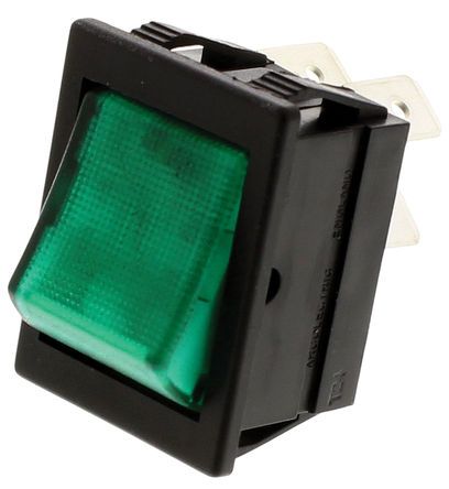 C1353ALNAF, Arcolectric Illuminated Double Pole Single Throw (DPST), On-Off Rocker Switch Panel Mount, Клавишный переключатель