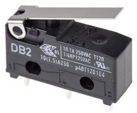 DB2C-C1LB, ZF SPDT-NO/NC Short Lever Microswitch, 10.1 A @ 250 V ac, Микропереключатель