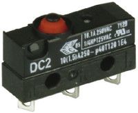 DC2C-A1AA, ZF SPDT-NO/NC Button Microswitch, 10.1 A @ 250 V ac, Микропереключатель