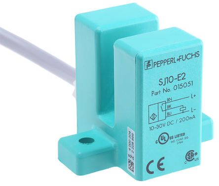 SJ10-E2, Pepperl + Fuchs Inductive Sensor - Slot, PNP-NO Output, 10 mm Detection, IP67, Cable Terminal, Индуктивный датчик приближения