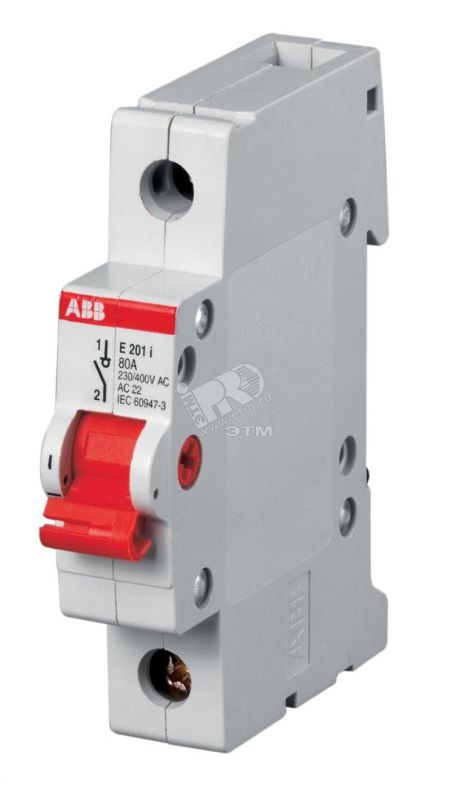 Рубильник однополюсный SD201 40A рычаг красный