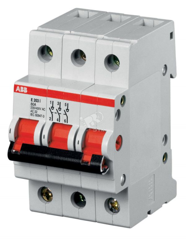 Рубильник трехполюсный SD203 40A рычаг красный