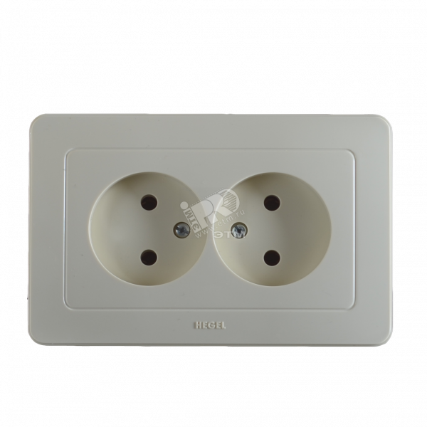 Розетка двойная скрытая слоновая кость