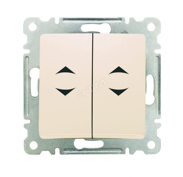 Lillium Выключатель двухклавишный проходной в рамку бежевый
