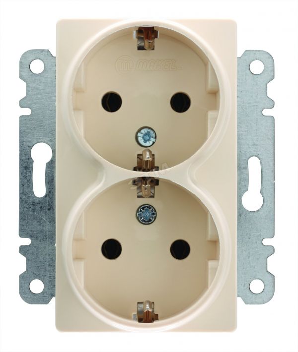 Lillium Розетка двойная с заземлением в рамку бежевая