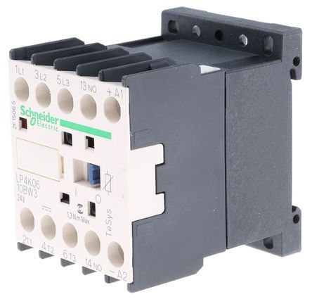 LP4K0610BW3, Schneider Electric 3 Pole Contactor - 6 A, 24 V dc Coil, TeSys K, 3NO, 3 kW, Контактор