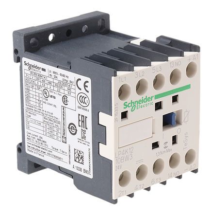 LP4K1210BW3, Schneider Electric 3 Pole Contactor - 12 A, 24 V dc Coil, TeSys K, 3NO, 5.5 kW, Контактор