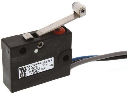 V3SYR1-UL, Saia-Burgess SP-NO/NC Roller Lever Microswitch, 5 A @ 250 V ac, Микропереключатель