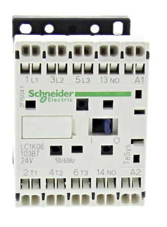 LC1K06103B7, Schneider Electric 3 Pole Contactor - 6 A, 24 V ac Coil, TeSys K, 3NO, 2.2 kW, Контактор