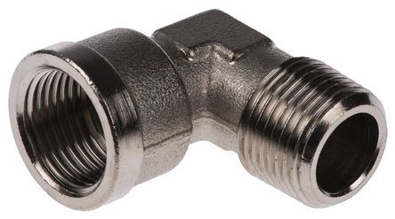 Legris Brass Nickel Plated Hydraulic Elbow Threaded Adapter, 0913 00 17, R 3/8 Male G 3/8 Female, Переходник