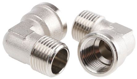 Legris Brass Nickel Plated Hydraulic Elbow Threaded Adapter, 0913 00 21, R 1/2 Male G 1/2 Female, Переходник