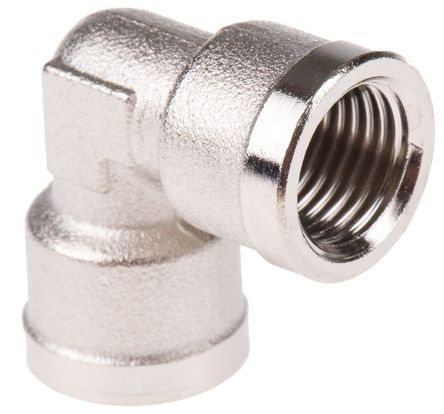 Legris Brass Nickel Plated Hydraulic Elbow Threaded Adapter, 0912 00 13, G 1/4 Female G 1/4 Female, Переходник