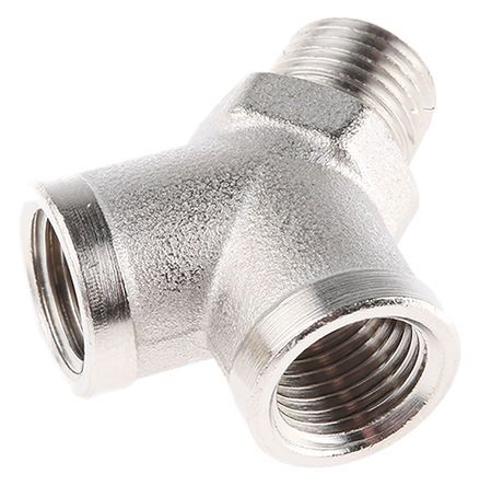 0911 00 13, Legris 0911 Brass Pneumatic Y Threaded Adapter, R 1/4 Male x G 1/4 Female 1/4in, Переходник