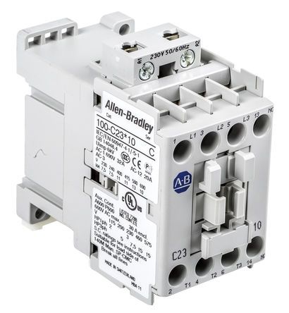 100-C23KF10, Allen Bradley 3 Pole Contactor - 23 A, 230 V ac Coil, 100 Series, 3NO, 11 kW, Контактор