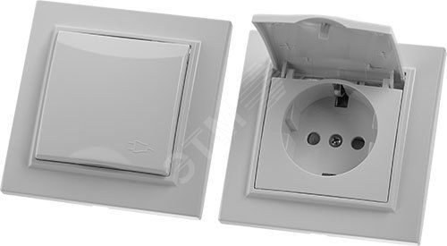 Розетка 1-местная с/з с крышкой, Эрна, белый,