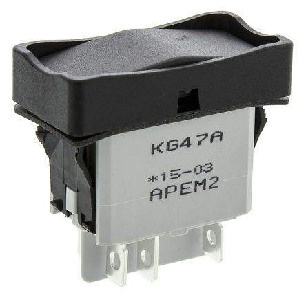 KG472A2XXA21XX, APEM Double Pole Double Throw (DPDT), (On)-Off-(On) Rocker Switch Panel Mount, Клавишный переключатель