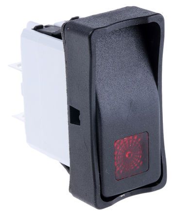 KG412A2XDA26X6, APEM Illuminated Double Pole Single Throw (DPST), On-Off Rocker Switch Panel Mount, Клавишный переключатель