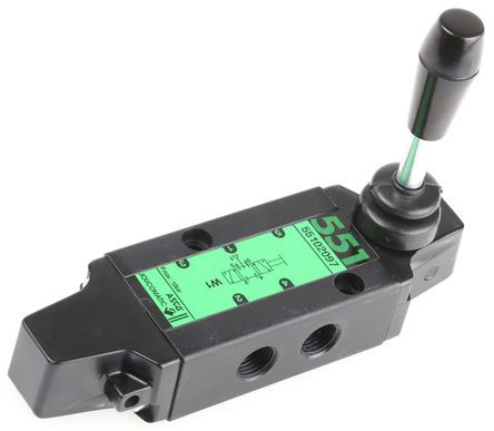 55102097, Asco Lever 5/3 W1 Pneumatic Manual Control Valve 551 Series, Клапан