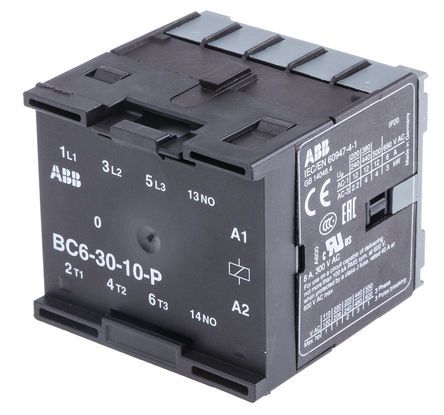 BC6-30-10-P01, ABB 3 Pole Contactor - 9 A, 24 V dc Coil, B Range, 3NO, 4 kW, Контактор