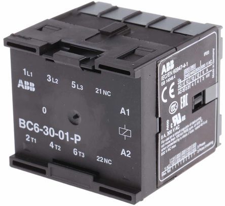 BC6-30-01-P01, ABB 3 Pole Contactor - 9 A, 24 V dc Coil, B Range, 3NO, 4 kW, Контактор