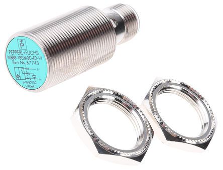 NBB8-18GM30-E2-V1, Pepperl + Fuchs M18 x 1 Inductive Sensor - Barrel, PNP-NO Output, 8 mm Detection, IP67, M12 - 4 Pin Terminal, Индуктивный датчик приближения