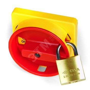 Площадка желтая + красная ручка 67х67мм модель 42 отверстие 22мм для серии АМ