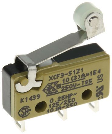 XCF3-S1-Z1, Saia-Burgess SPDT-NO/NC Roller Lever Microswitch, 10.1 A @ 250 V ac, Микропереключатель