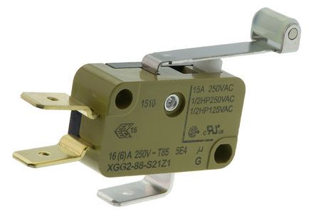 XGG2-88-S21Z1, Saia-Burgess Roller Lever Microswitch, 15 A @ 250 V ac, Микропереключатель