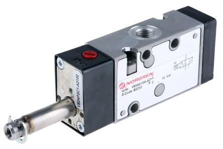 V60A413A-A2000, Norgren 3/2 Pneumatic Control Valve Solenoid/Pilot G 1/8 60 Series, Клапан