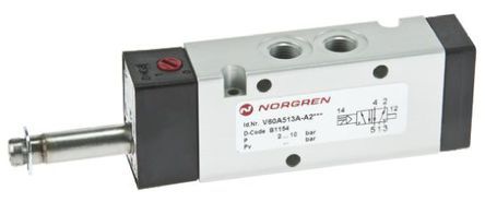 V60A611A-A2000, Norgren 5/3 Pneumatic Control Valve Solenoid/Pilot G 1/8 60 Series, Клапан