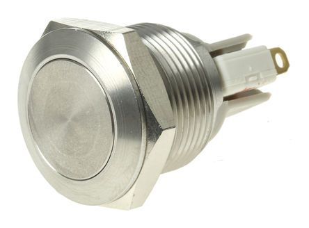 AV19LP407, APEM Single Pole Double Throw (SPDT) Momentary Push Button Switch, IP65, Panel Mount, 125/250V ac, Кнопочный переключатель