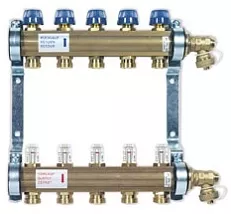 Коллекторная группа Watts HKV/T (TYP 513) из латуни с расходометрами, 6 контуров