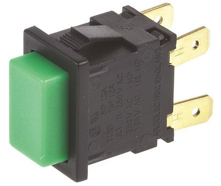 H8351ABAAH, Arcolectric Double Pole Double Throw (DPDT) Momentary Push Button Switch, IP40, Panel Mount, 250V ac, Кнопочный переключатель