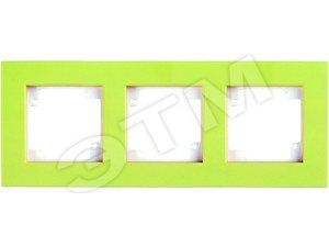 CITY Рамка 3 поста (платформа/накладка) белая/фисташковая бархат