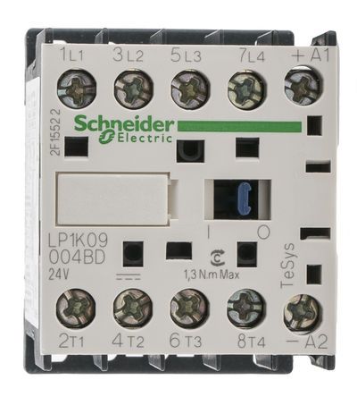 LP1K09004BD, Schneider Electric 4 Pole Contactor - 20 A, 24 V dc Coil, TeSys K, 4NO, Контактор