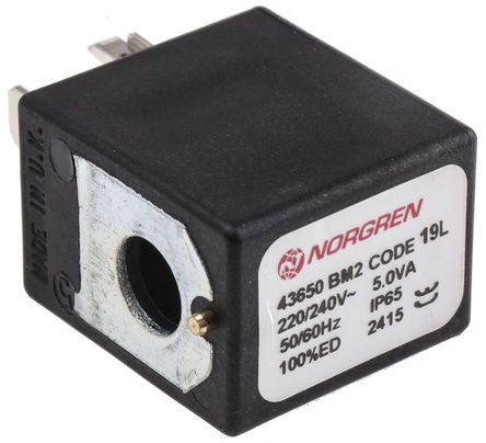 V10626-A19L, Norgren 220/240V ac 5 (Hold) VA, 6 (Inrush) VA Replacement Solenoid Coil, Compatible With V60, V61, V62, V63, Катушка