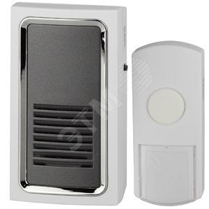 Звонок дверной беспроводной от сети 6 мелодий 100м IP44 бело-серый C96