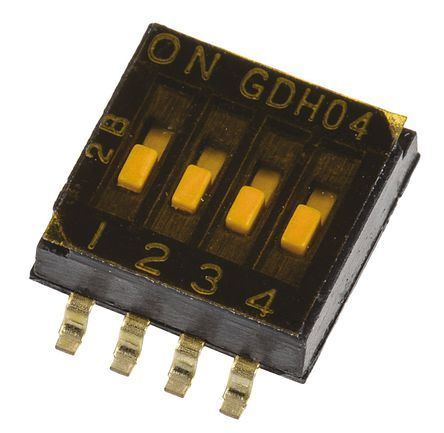 GDH04S04, TE Connectivity 4 Way Surface Mount DIP Switch 4P, Переключатель