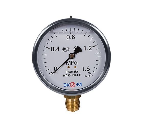 Манометр виброустойчивый Физтех ДМ8008-ВУф 0-1,6 МПа, кт1.0, d100, IP54 G,1/2 РШ, силикон 4687205640079