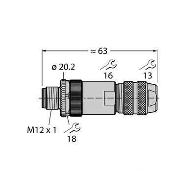 CMBS8141-0 Вилка прямая M12 x 1, под индивидуальные характеристики