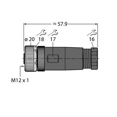 B81121-0/PG9 Розетка прямая M12 x 1, под индивидуальные требования