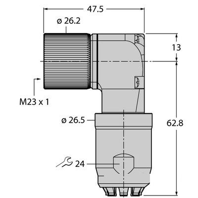 FW-M23KU17O-W-CP-ME-SH-14.5 Круглый разъем M23 x 1 Мама, угловой