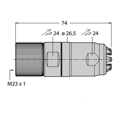 FW-M23ST17Q-G-CP-ME-SH-14.5 Круглый разъем M23 x 1, вилка прямая, под индивидуальные характеристики