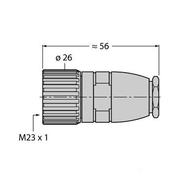 FW-M23ST12Q-G-LT-ME-XX-10 Круглый разъем M23 x 1, вилка прямая, под индивидуальные характеристики