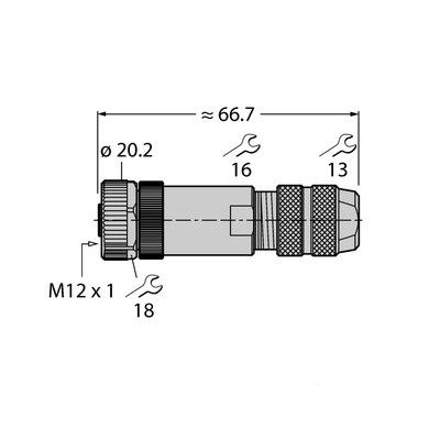 FW-M12KU5D-G-SB-ME-SH-8 Розетка прямая M12 x 1, под индивидуальные требования