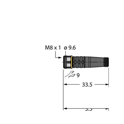 PKG4M-2-PSW4M/TXL Соединитель кабельный для датчиков и исполнительных механизмов, оболочка PUR