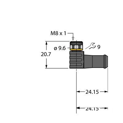 PKW4M-P7X2-0.3-RSC4.4T/TXL Соединитель кабельный для датчиков и актуаторов, оболочка PUR