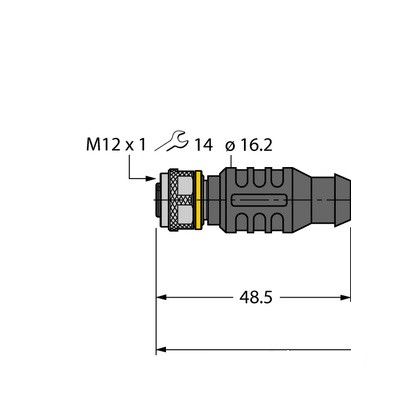 RKC4T-P7X2-0.3-RSC4T/TXL Соединитель кабельный для датчиков и актуаторов, оболочка PUR