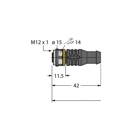 RKC4.4T-15-RSC4.4T/TXL Соединитель кабельный для датчиков и актуаторов, оболочка PUR